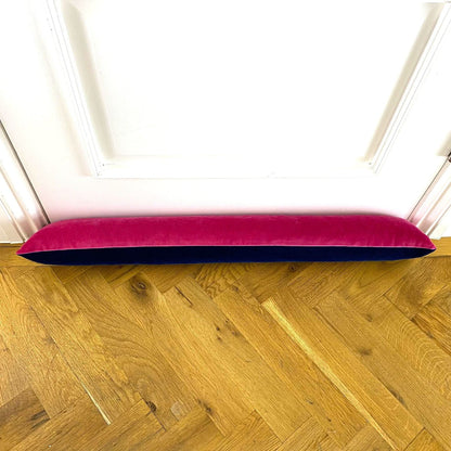 draft excluder in Pink and Navy velvet Luxe 39