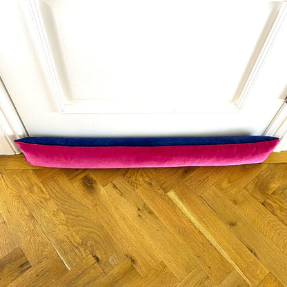 draft excluder in Pink and Navy velvet Luxe 39