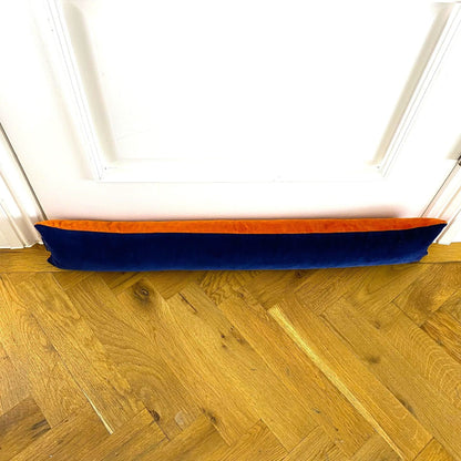 Burnt Orange Velvet Draft Excluder with Navy