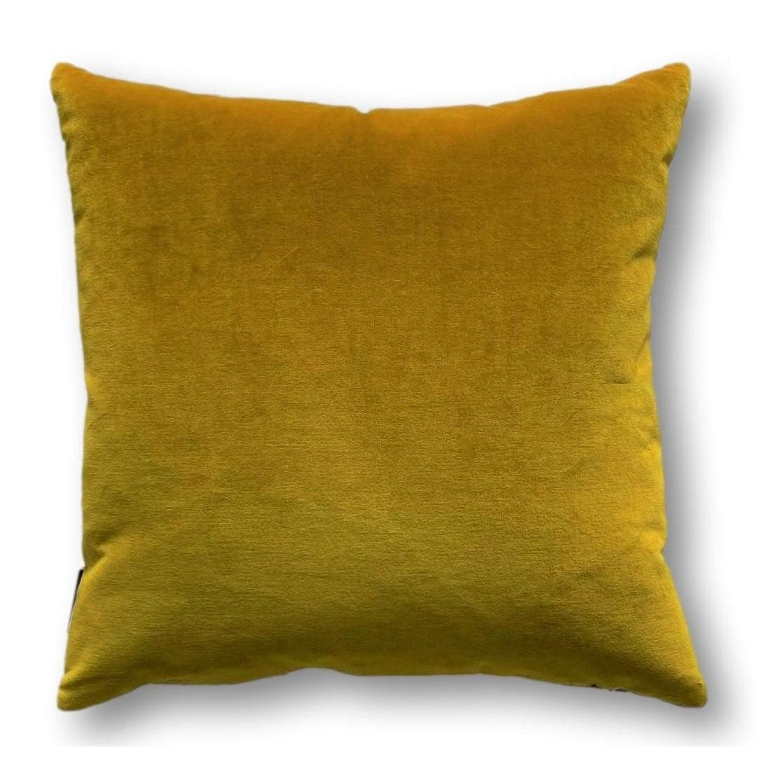 navy velvet cushion cover with gold velvet reverse