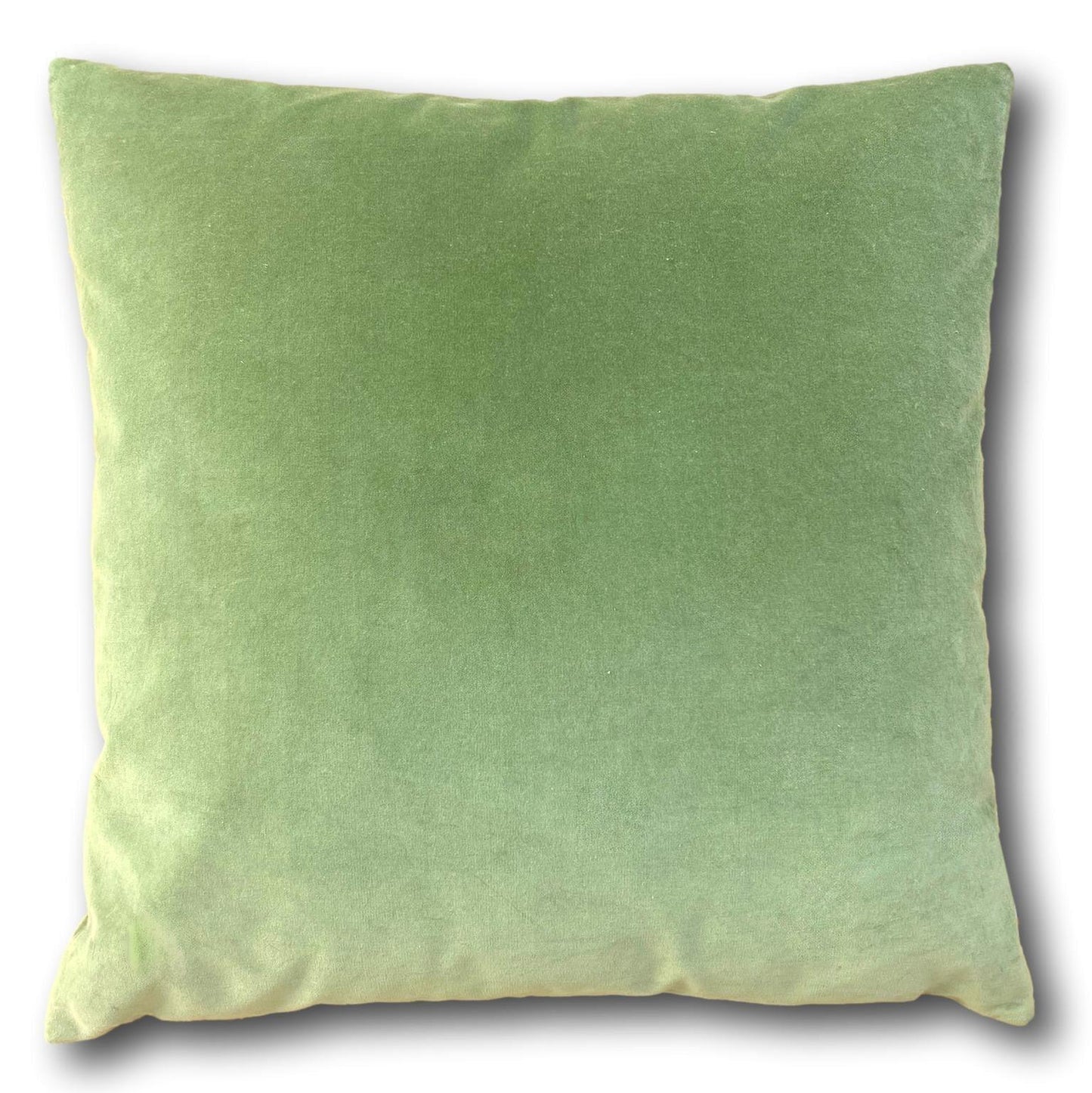 Sage Green Velvet Cushion Cover with Silver Grey