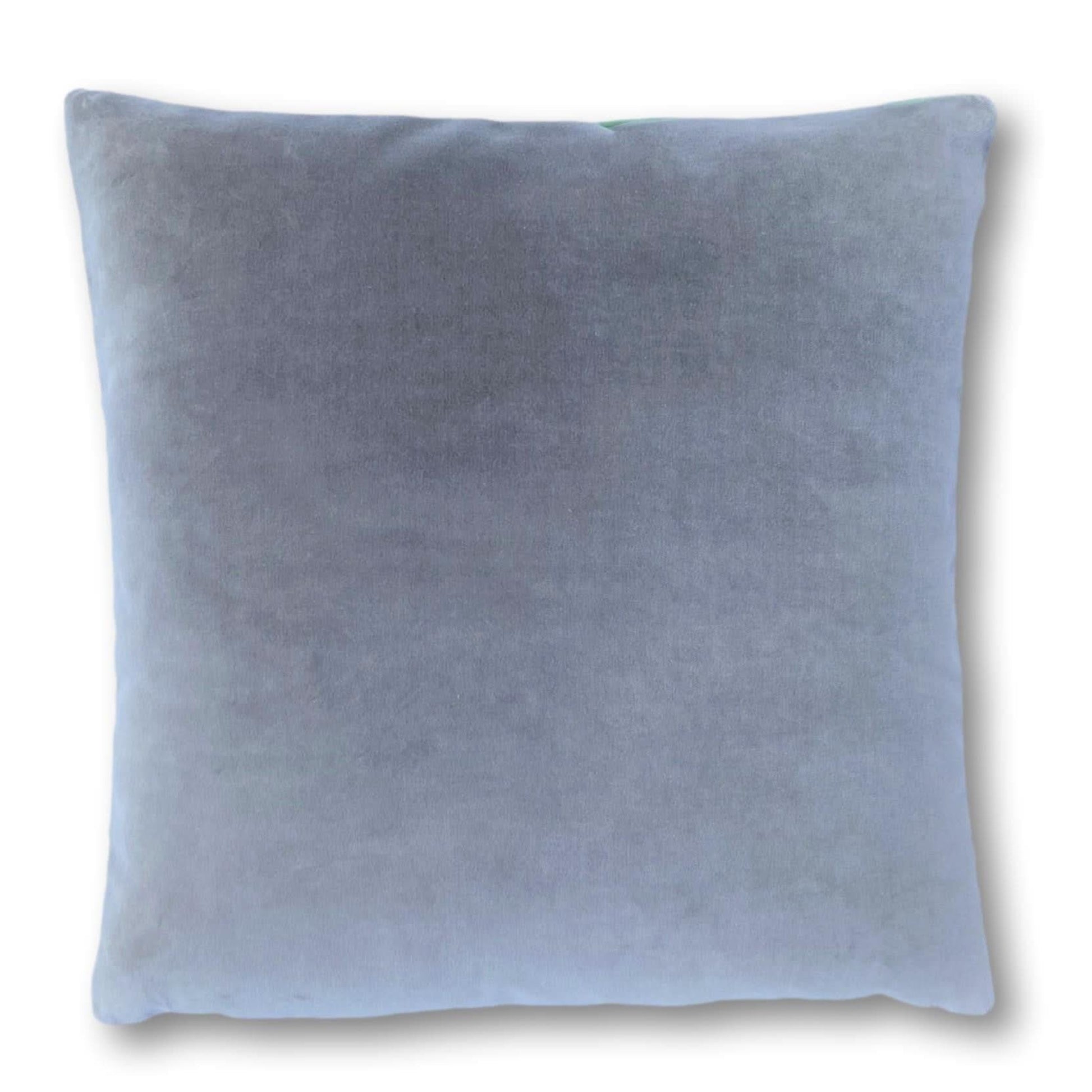 grey cushion cover with a sage green reverse