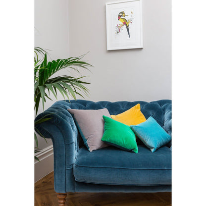 Silver Grey Velvet Cushion with Turquoise Luxe 39