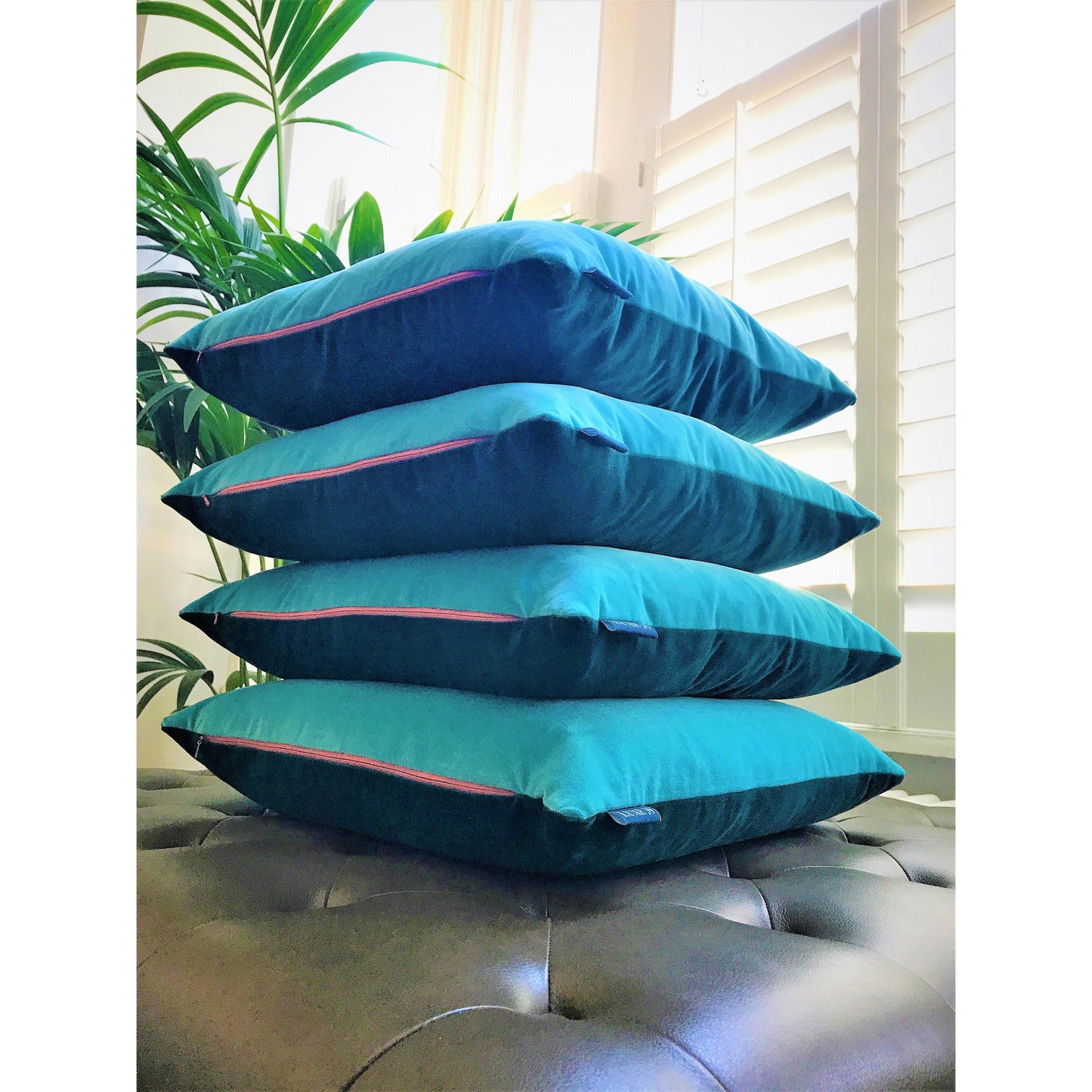 Teal Velvet Cushion Cover with Turquoise