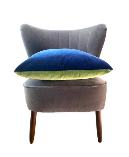 Navy Velvet Cushion with Sage Green