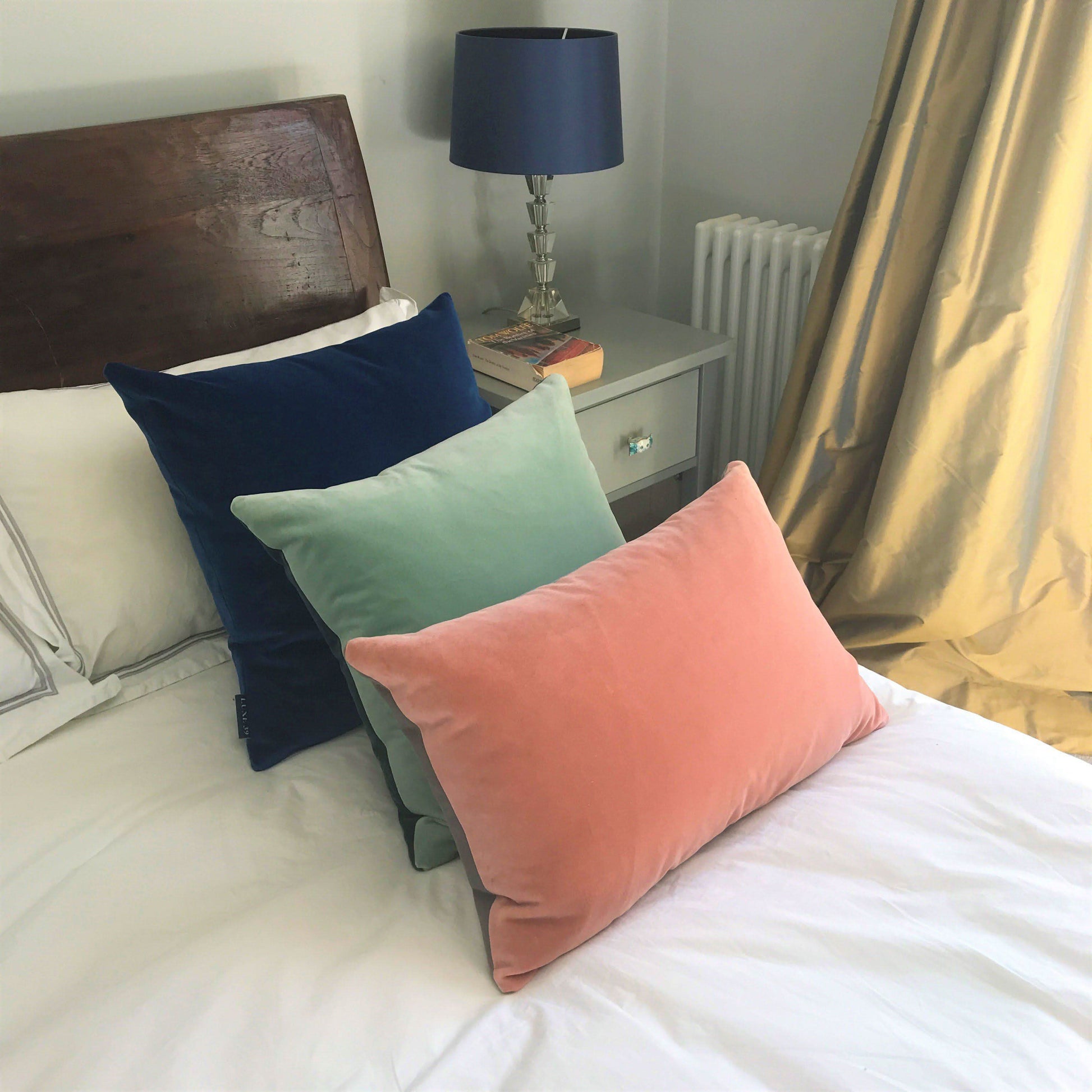 pale blue cushion covers