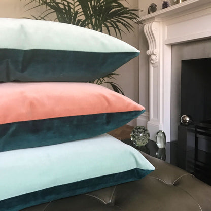 pink and teal cushions