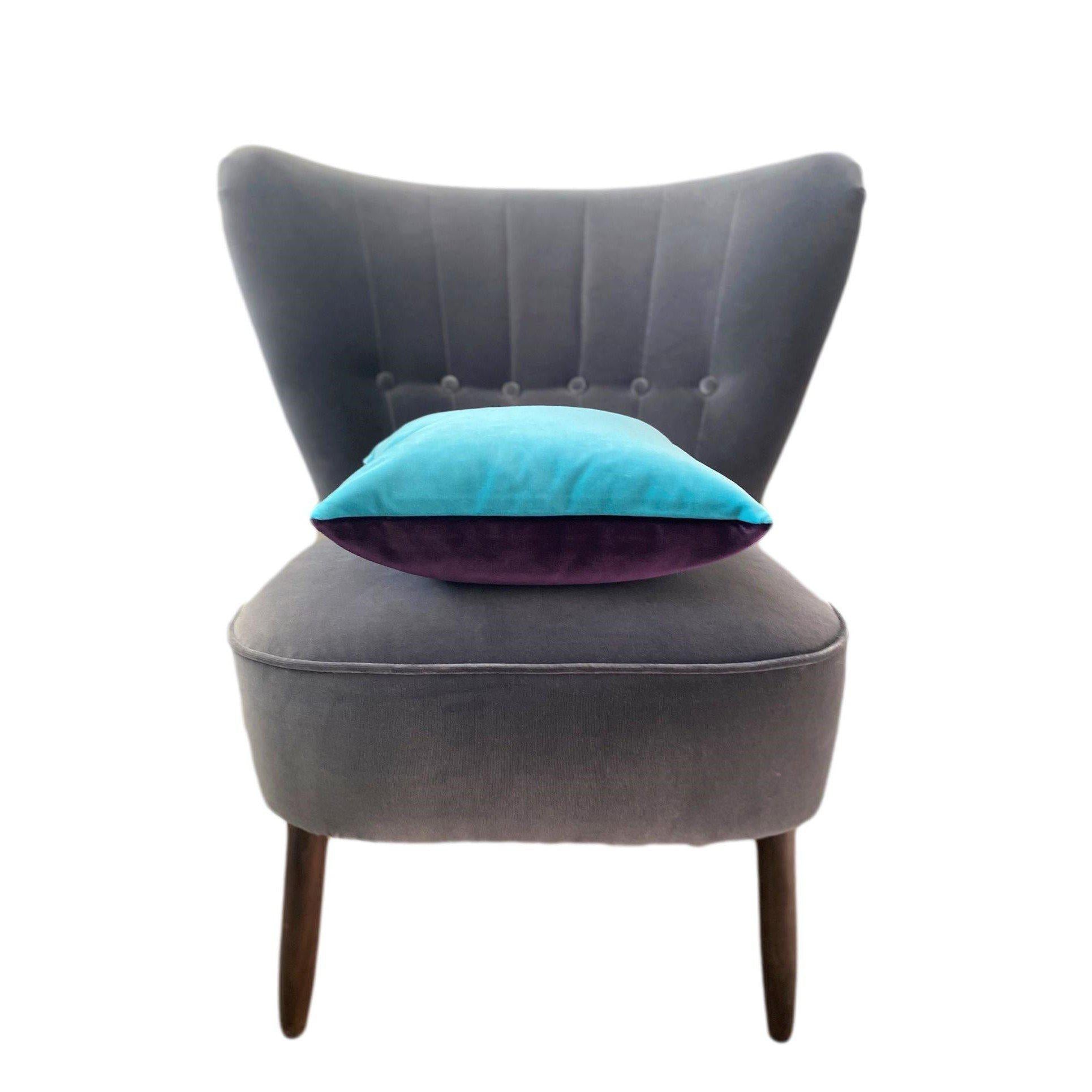 plum coloured cushion with turquoise by luxe 39