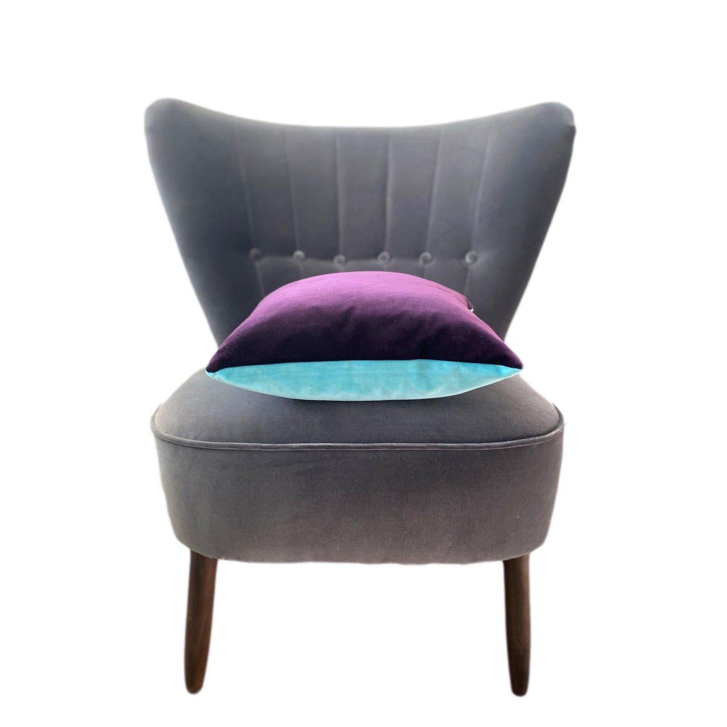Plum coloured cushion with turquoise by luxe 39