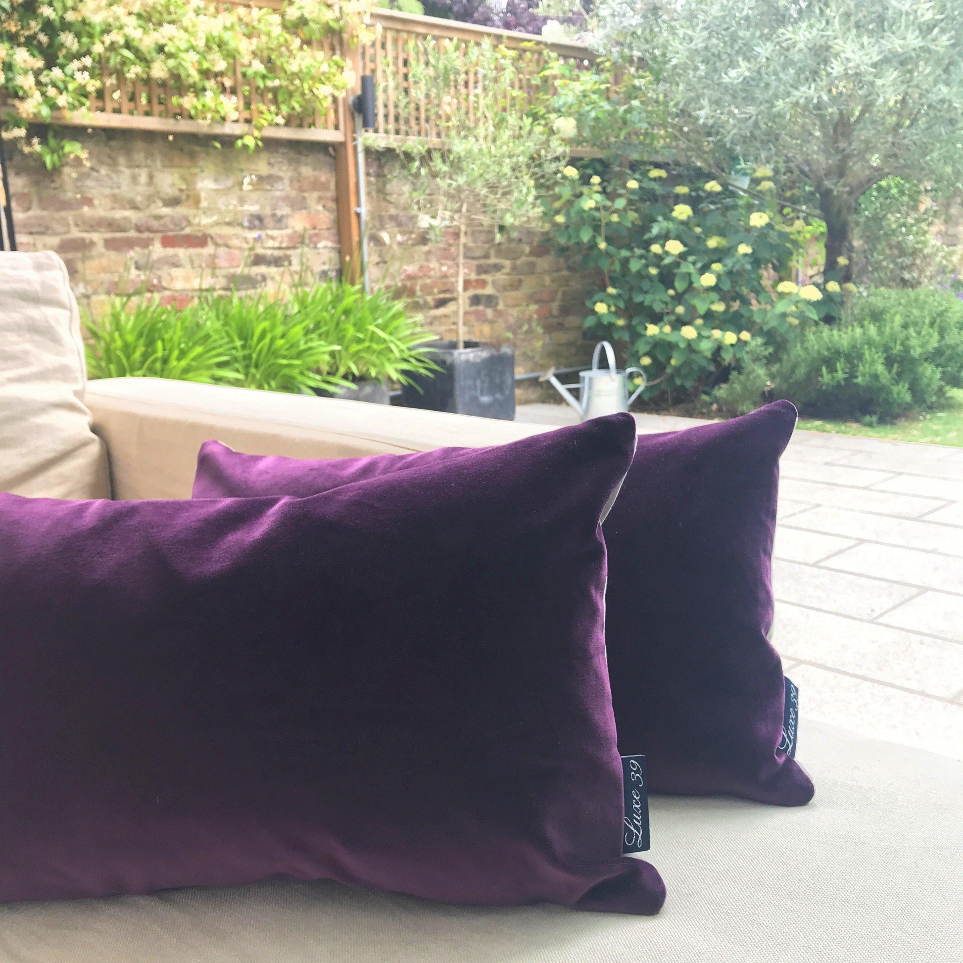purple velvet cushion cover by Luxe 39