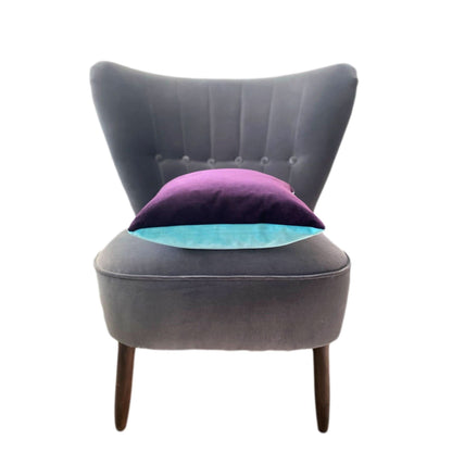 aubergine velvet cushion with turquoise by luxe 39