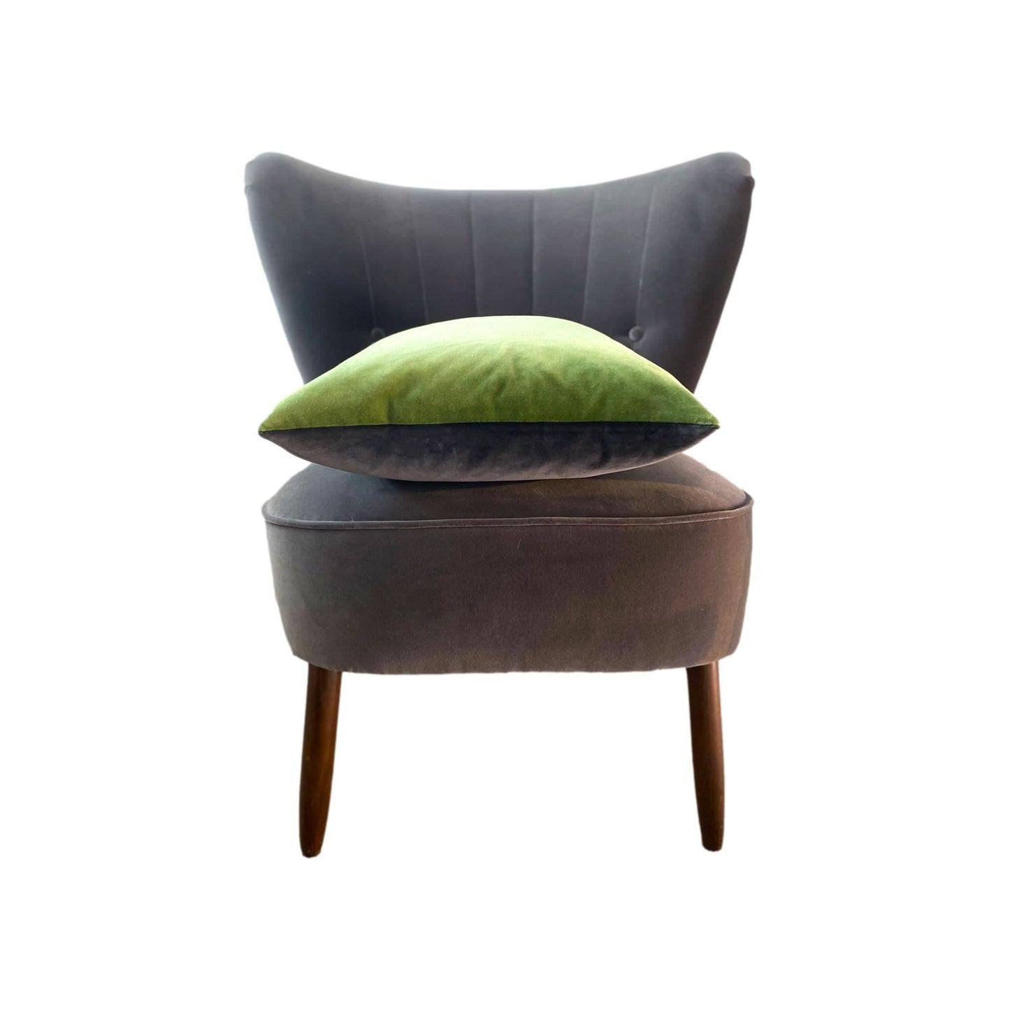 sage coloured cushion covers with dark grey reverse