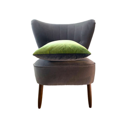 Sage Green Velvet Cushion Cover with Dark Grey