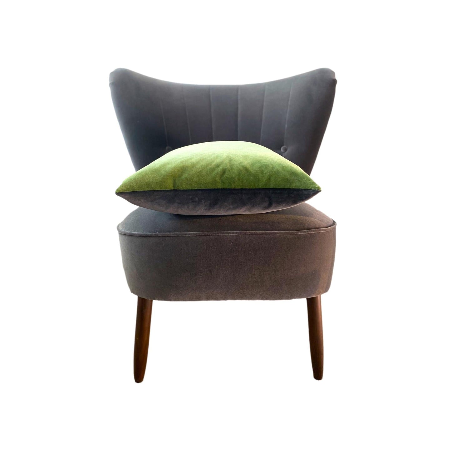 Sage Green Velvet Cushion with Dark Grey