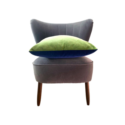 Sage Green Velvet Cushion with Navy