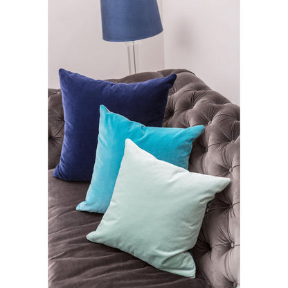 Turquoise Velvet Cushion Cover with Navy