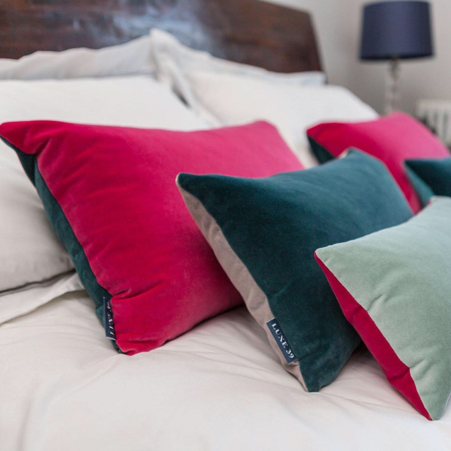 Teal and grey cushions by luxe 39