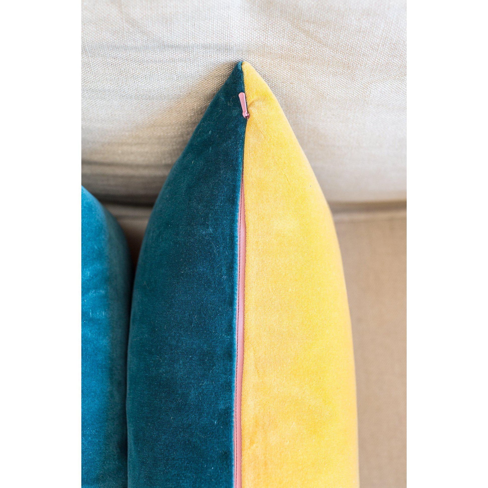 Teal Velvet Cushion with Mustard Yellow Luxe 39