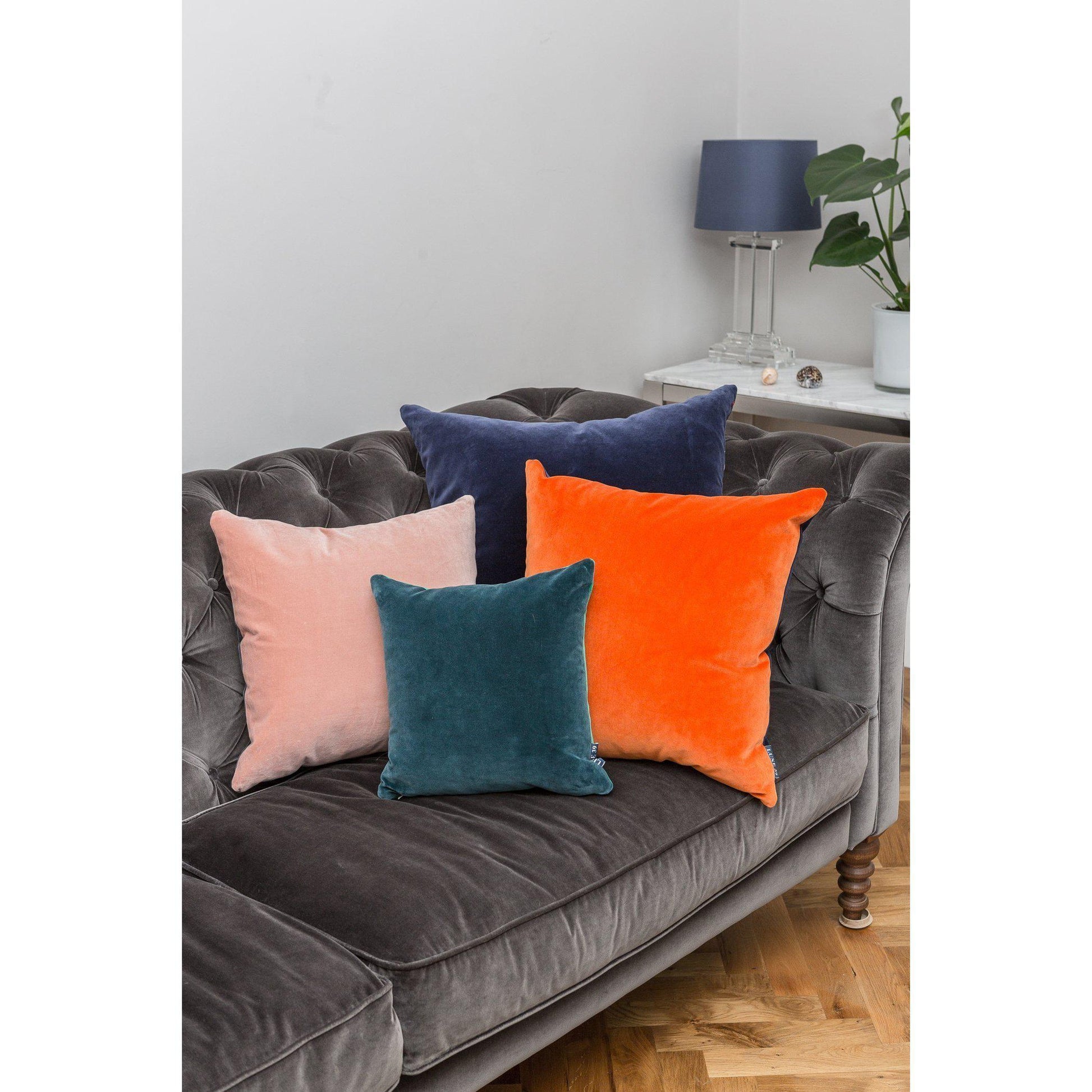 Teal Velvet Cushion with Burnt Orange Luxe 39
