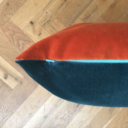 Teal Velvet Cushion with Burnt Orange Luxe 39