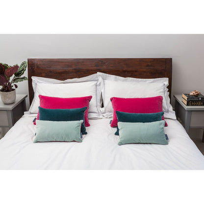 Teal Velvet Cushion with Raspberry Pink Luxe 39