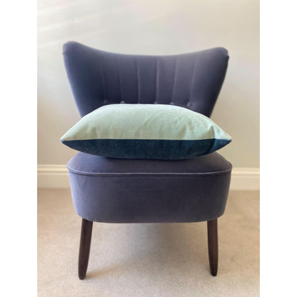 duck egg velvet cushion with teal luxe 39