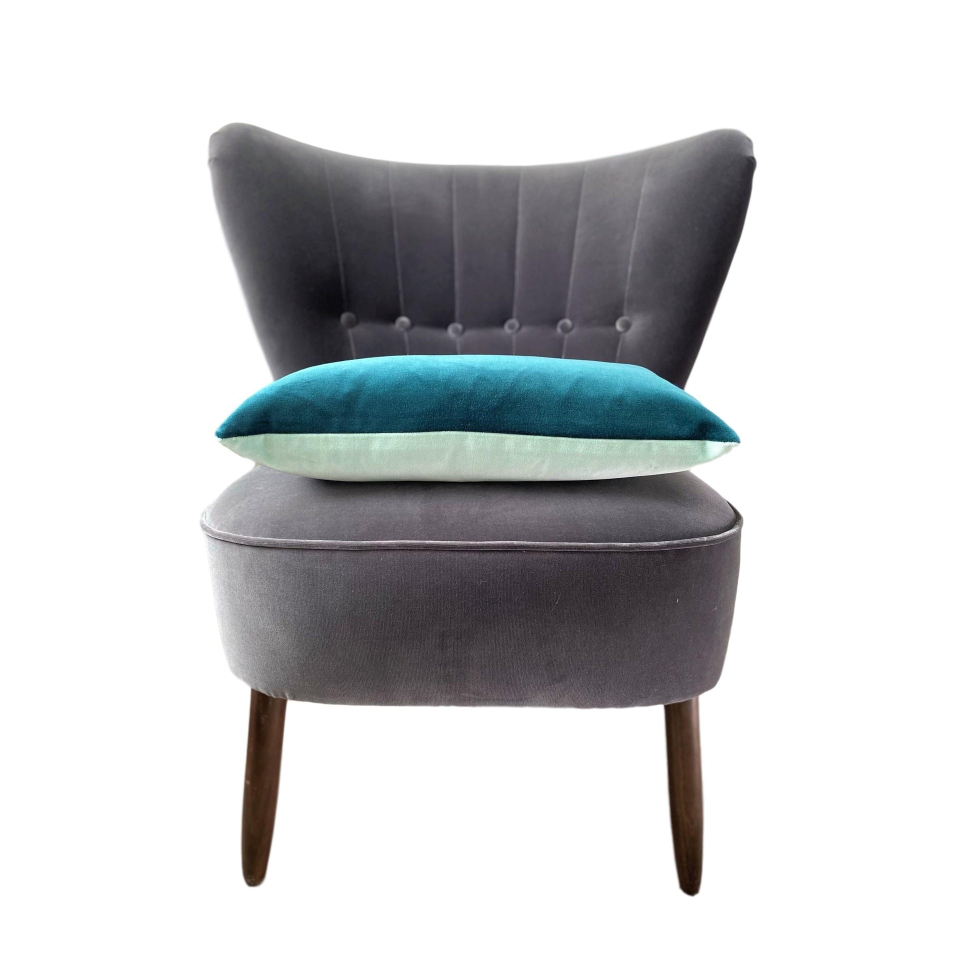 teal velvet cushion with duck egg by luxe 39