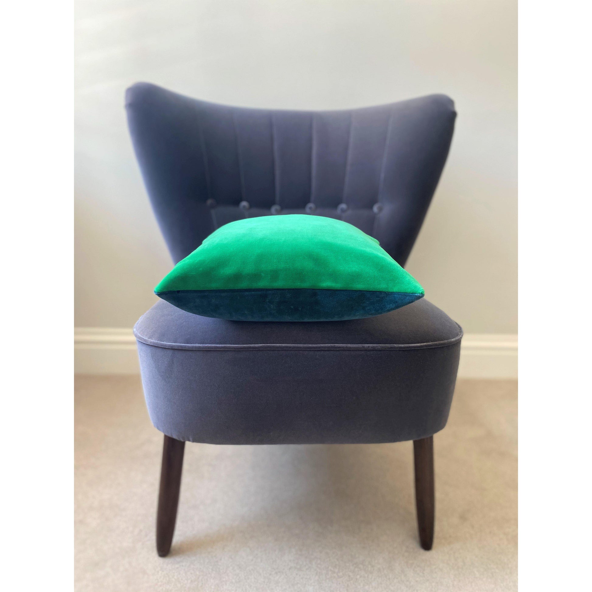 emerald green velvet cushion with teal luxe 39